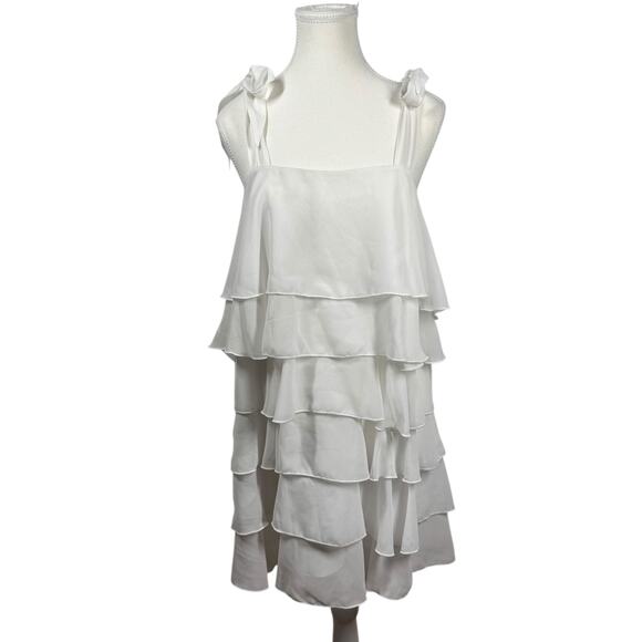 Show Me Your Mumu Dress Women L White Rowen Ruffle Sundress Bride Wedding Grad - Picture 1 of 7